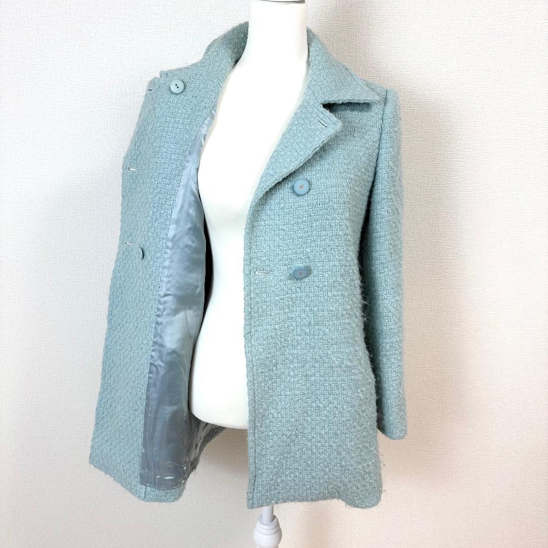 Harrods ハロッズ ウールショートコート 日本製 2 パステルブルー Harrods ハロッズ ウールショートコート 日本製 2 パステルブルー
