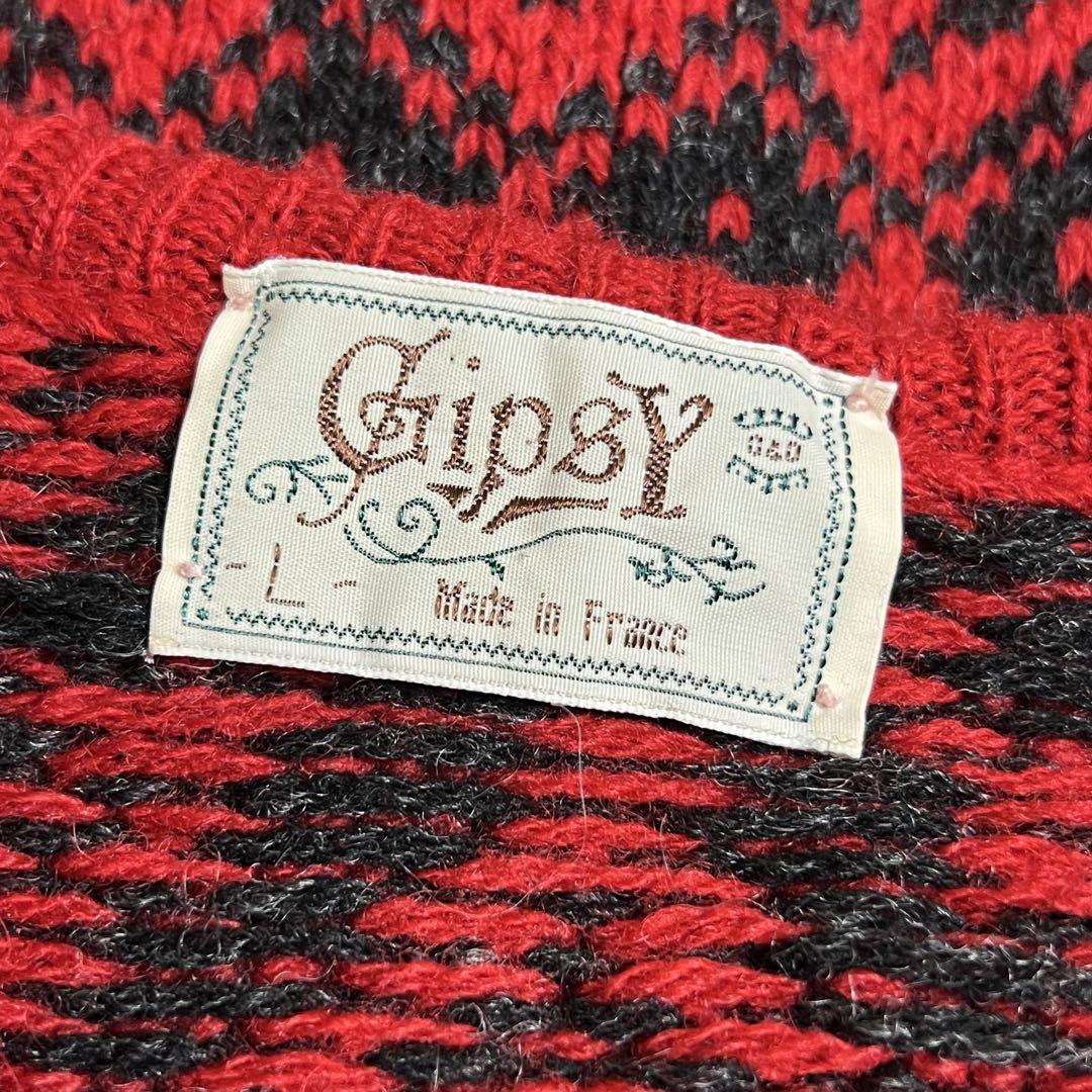 80-90s Gipsy/ユーロ ヴィンテージ カーディガン/L/レッド