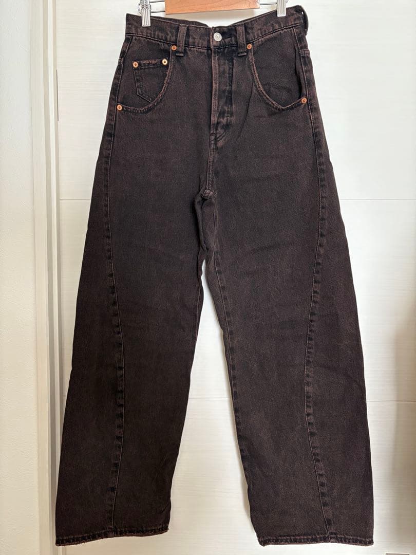 【moussy】 DROP WAIST STRAIGHT デニム ブラウン サイズ１M・ パンツ レディース