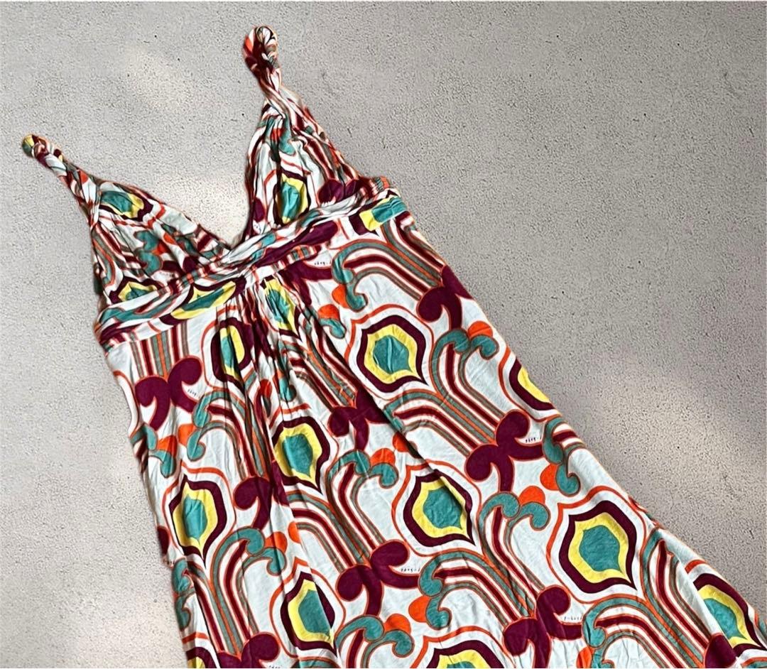 t-bagsロングワンピース 　LAリゾート　おしゃれキャミソールワンピ　レトロ