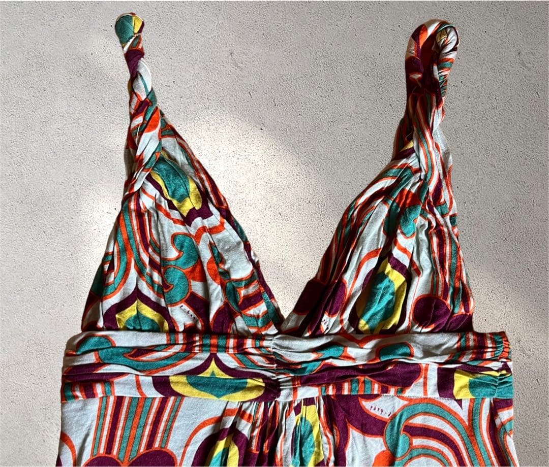 t-bagsロングワンピース 　LAリゾート　おしゃれキャミソールワンピ　レトロ