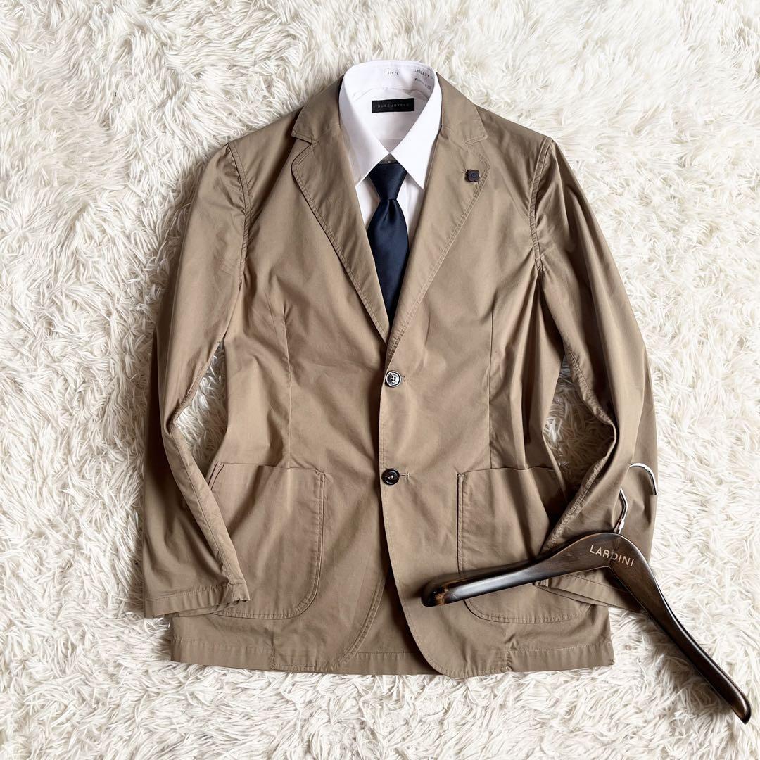 <美品>LARDINI ベージュ コットン ジャケット ブートニエール サイズM