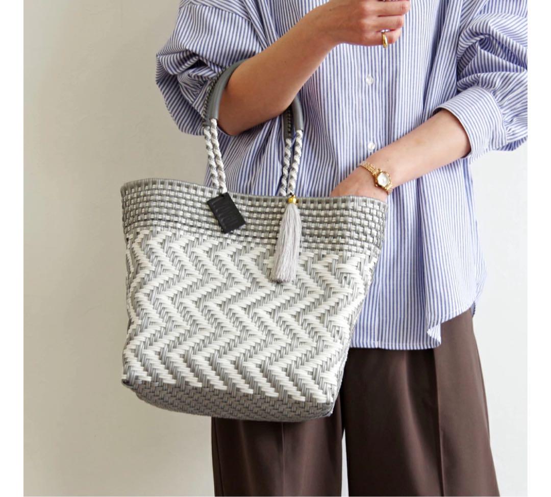 WOVEN メルカドバッグ バスケットバッグ　グレー