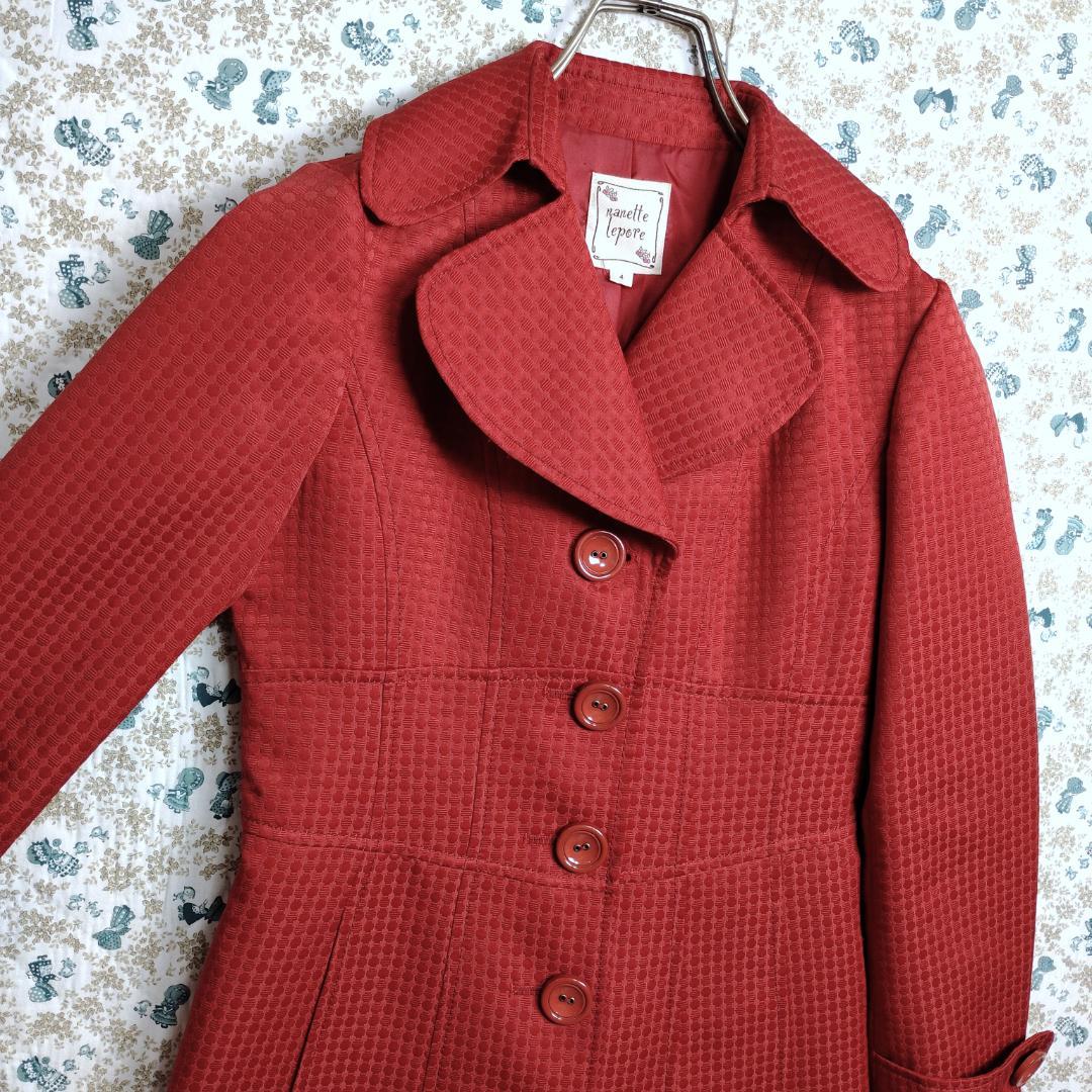 【新品未使用品】ナネットレポー　Nanette Lepore ロングコート　赤 ナネットレポー☆東京スタイル ロングコート ひざ丈 フレア A