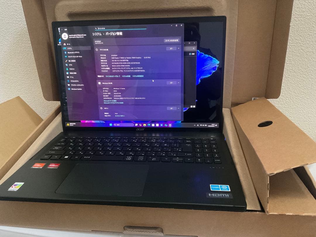 Acer Swift Edge Ryzen7 16GB SSD 1TB 16型