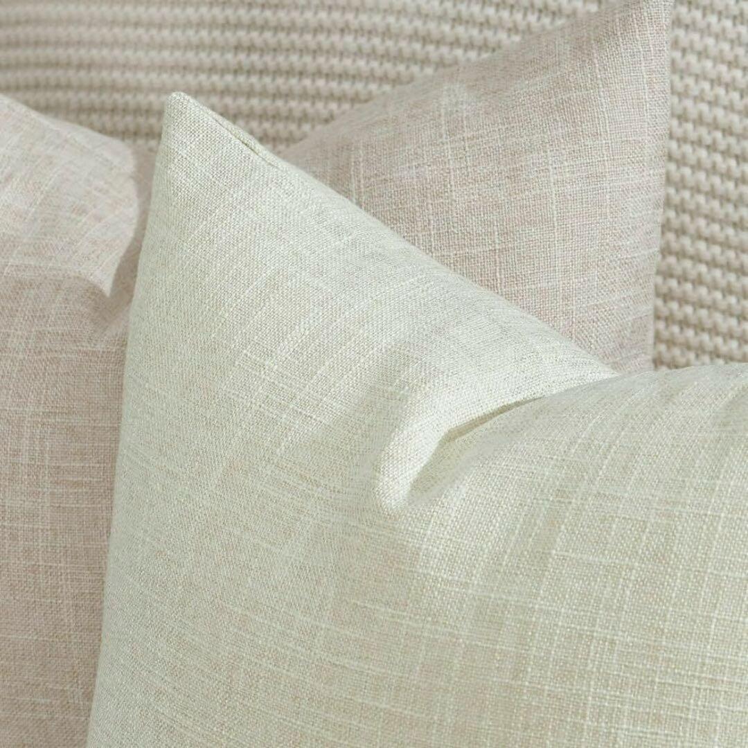 クッションカバー 無地 リネン風 ホワイト 白 45x45㎝ 2枚