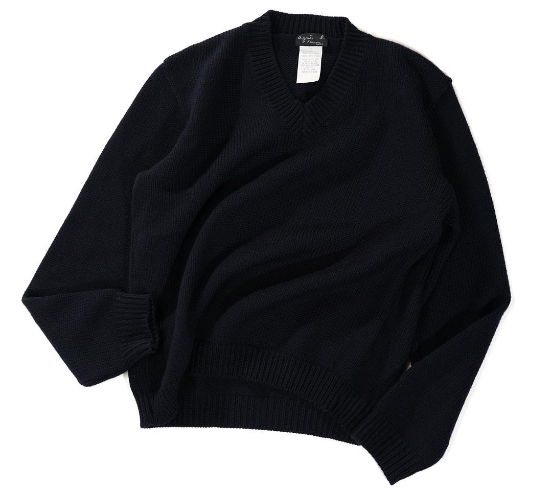 agnes b homme アニエスベー フランス製 ニット vネック フランス製 agnes b. homme Vネック ウール ニット ネイビー 2