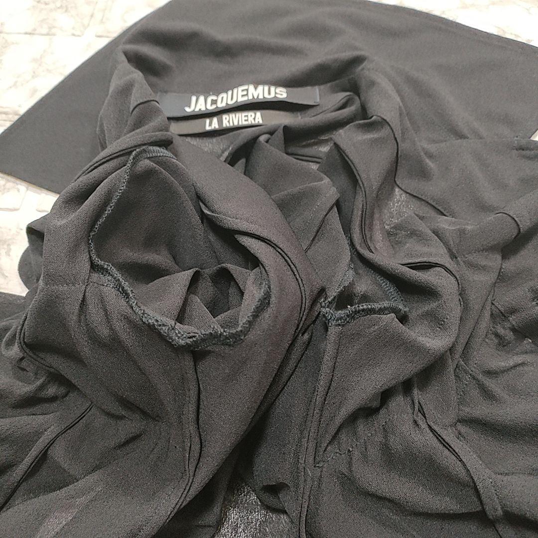 美品】19ss JACQUEMUS マキシ丈シアーシャツワンピース 黒