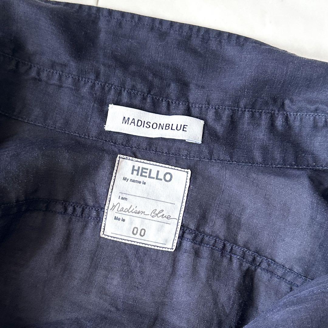 極美品 マディソンブルー HAMPTON LONG SHIRT リネンシャツ 紺