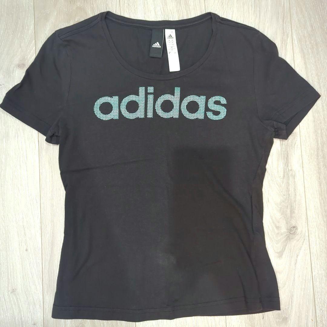 匿名配送】adidas 半袖 Tシャツ レディース S 黒 ブラック