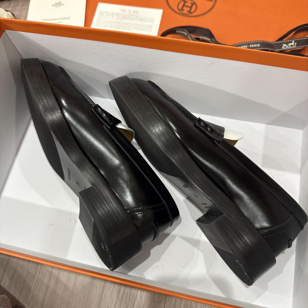 エルメス　モカシン（アワー） 黒/白(美品)