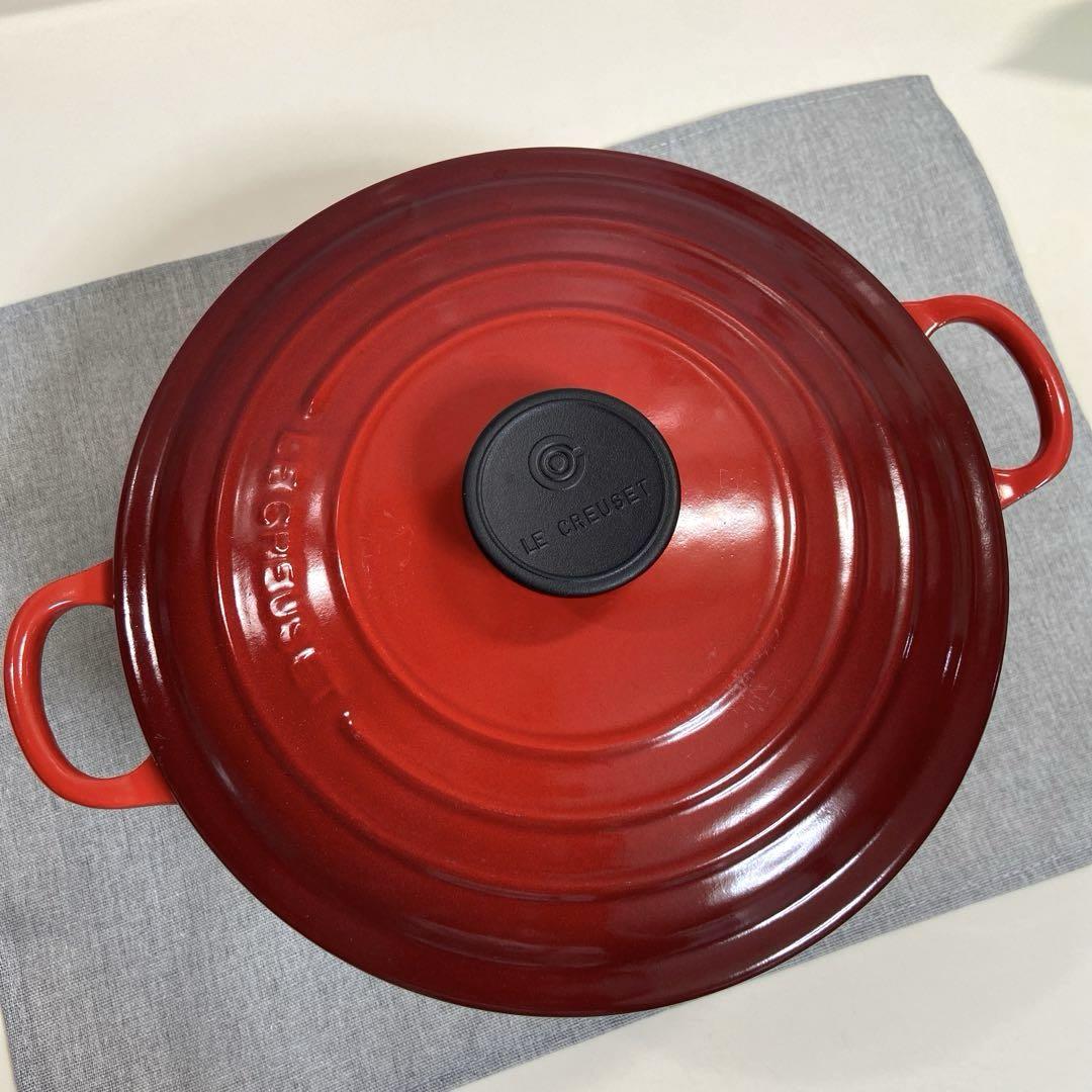 【美品】ルクルーゼ ココットロンド 24cm チェリーレッド
