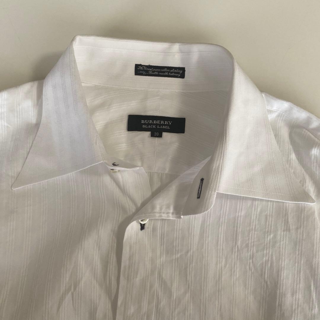 バーバリー　三陽商会　白　ホワイト　長袖シャツ　39 BURBERRY BLACK LABEL 長袖 ホワイトシャツ 39 バーバリーブラック