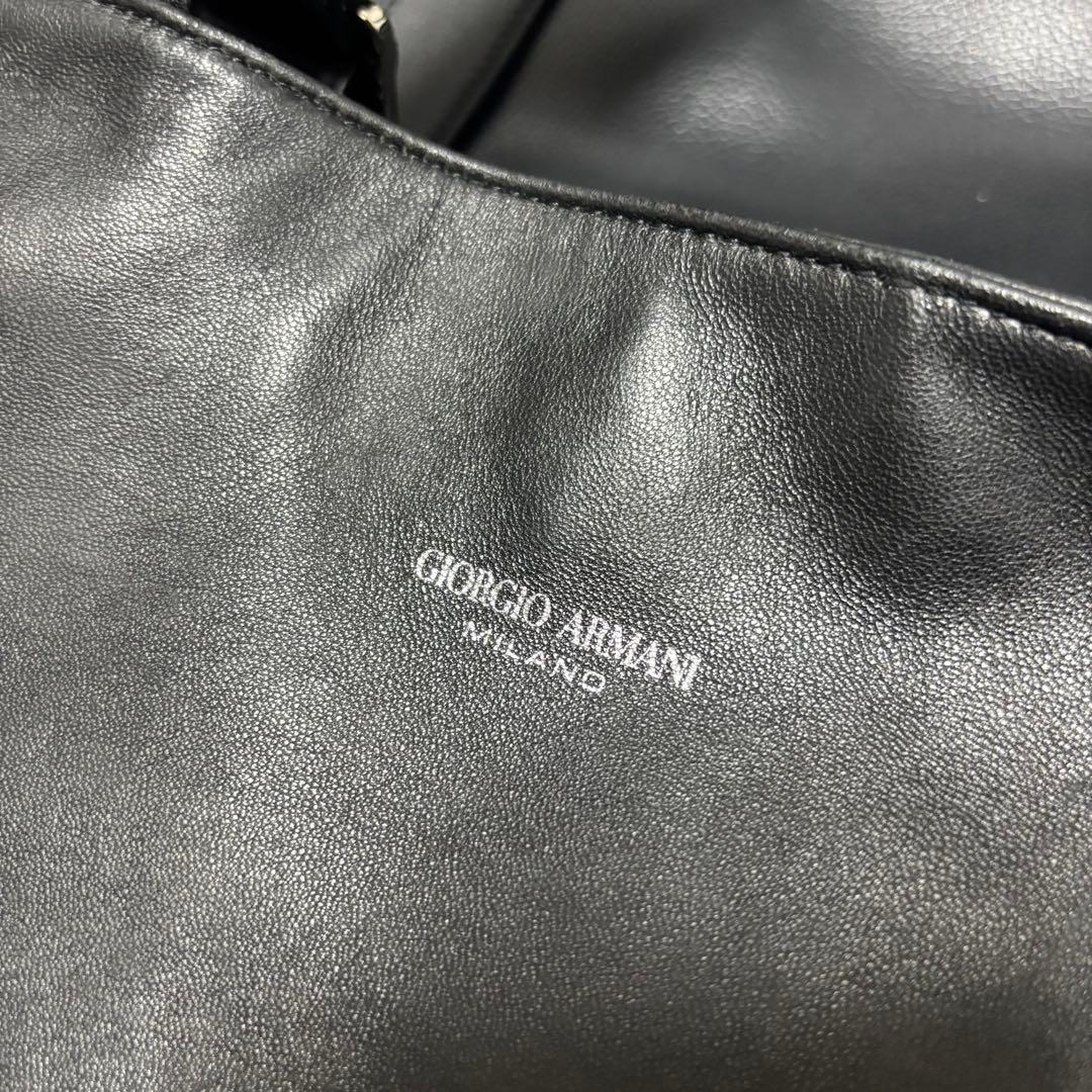 GIORGIO ARMANI ラムレザー アルマーニ トートバッグ A4 黒