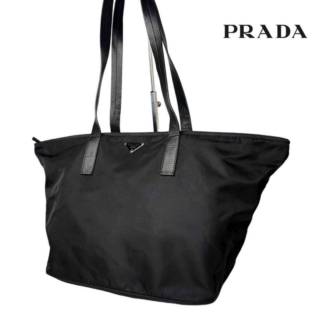 041 美品 PRADA ハンドバッグ トートバッグ 肩掛け 黒 p8