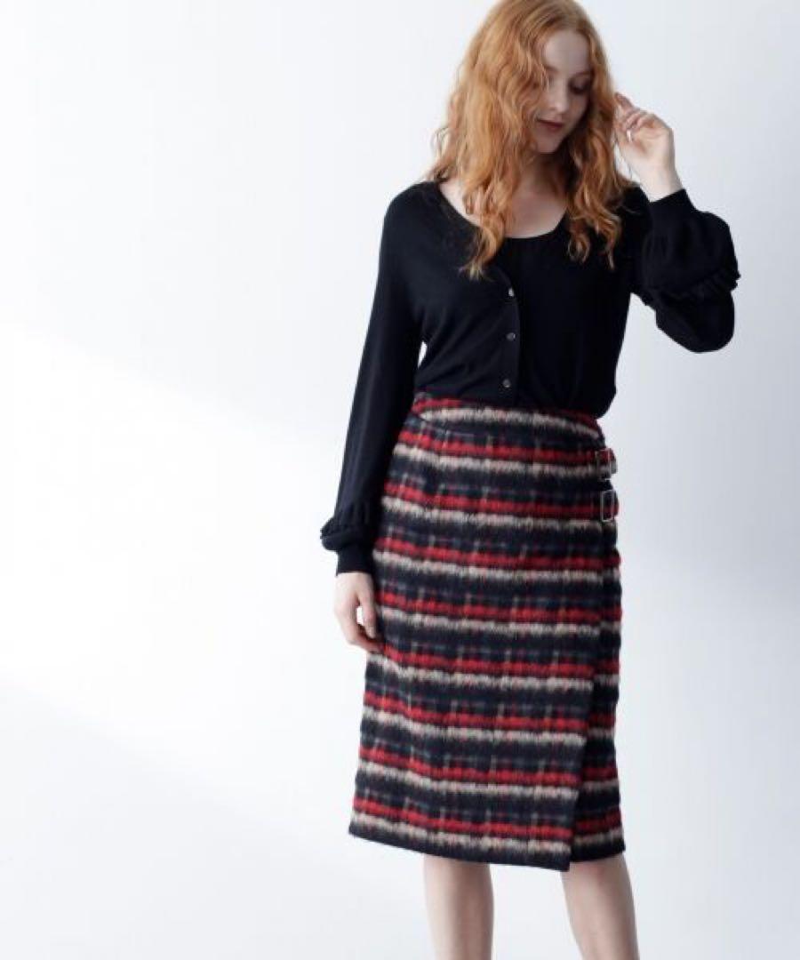 grace グレースコンチネンタル　シャギーチェックウールスカート　38