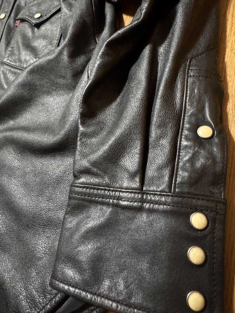 稀少 Levi's RED TAB 牛革 レザー ウエスタンシャツ ブラック M