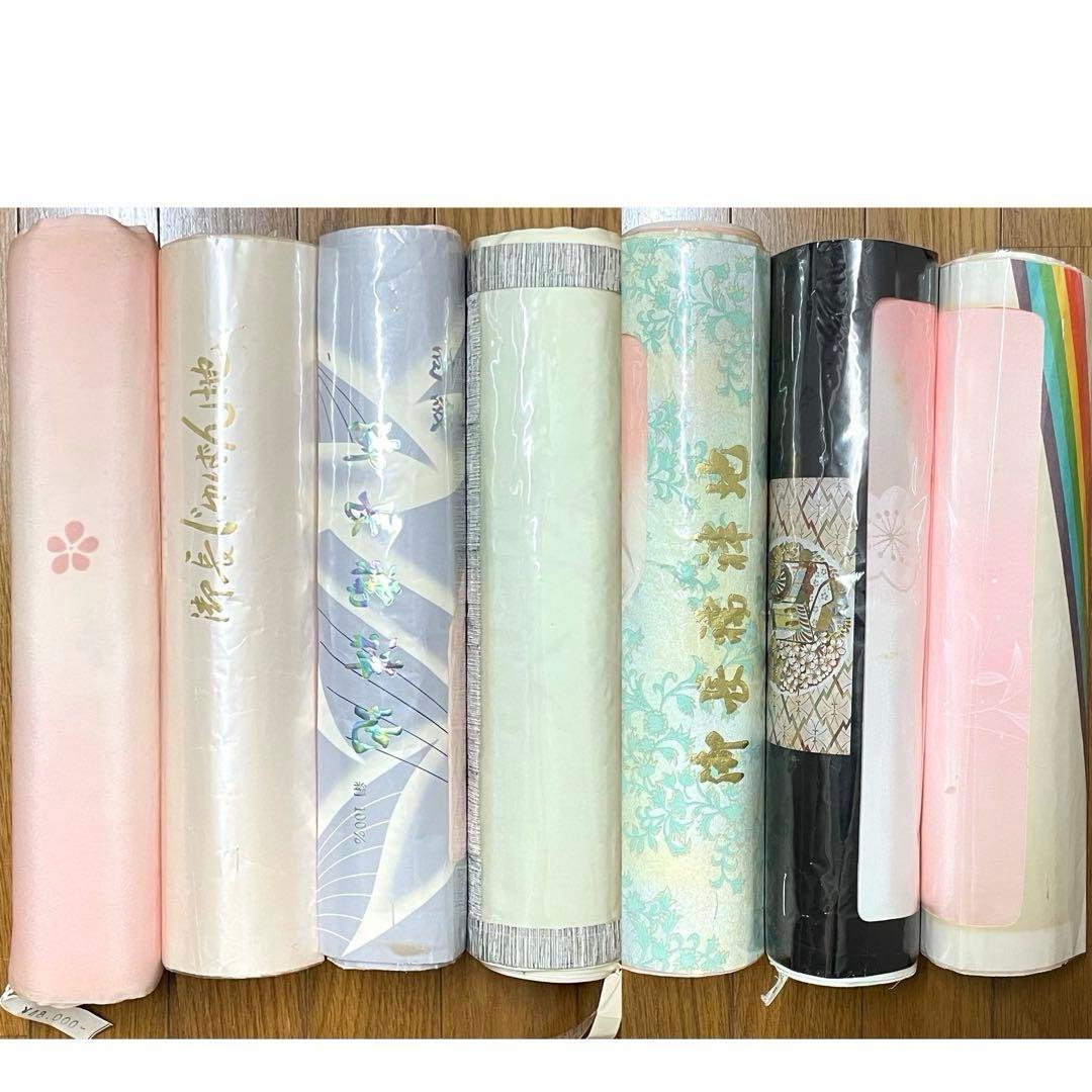 正絹　長襦袢地　反物　まとめ売り　8点　ストライプ　ピンク　ブルー　緑　未仕立て