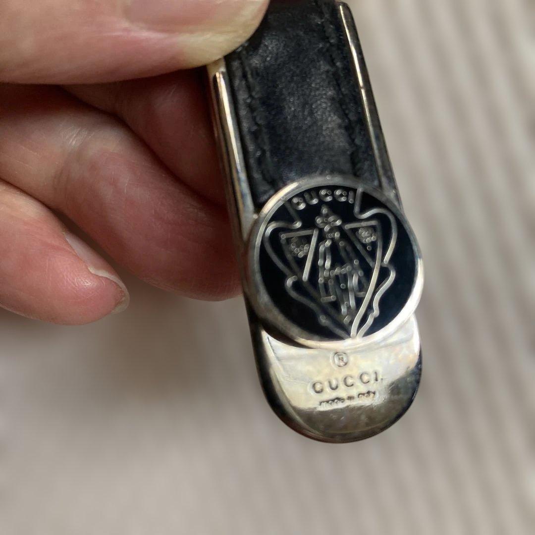 GUCCI マネークリップ レザー シルバーメタル