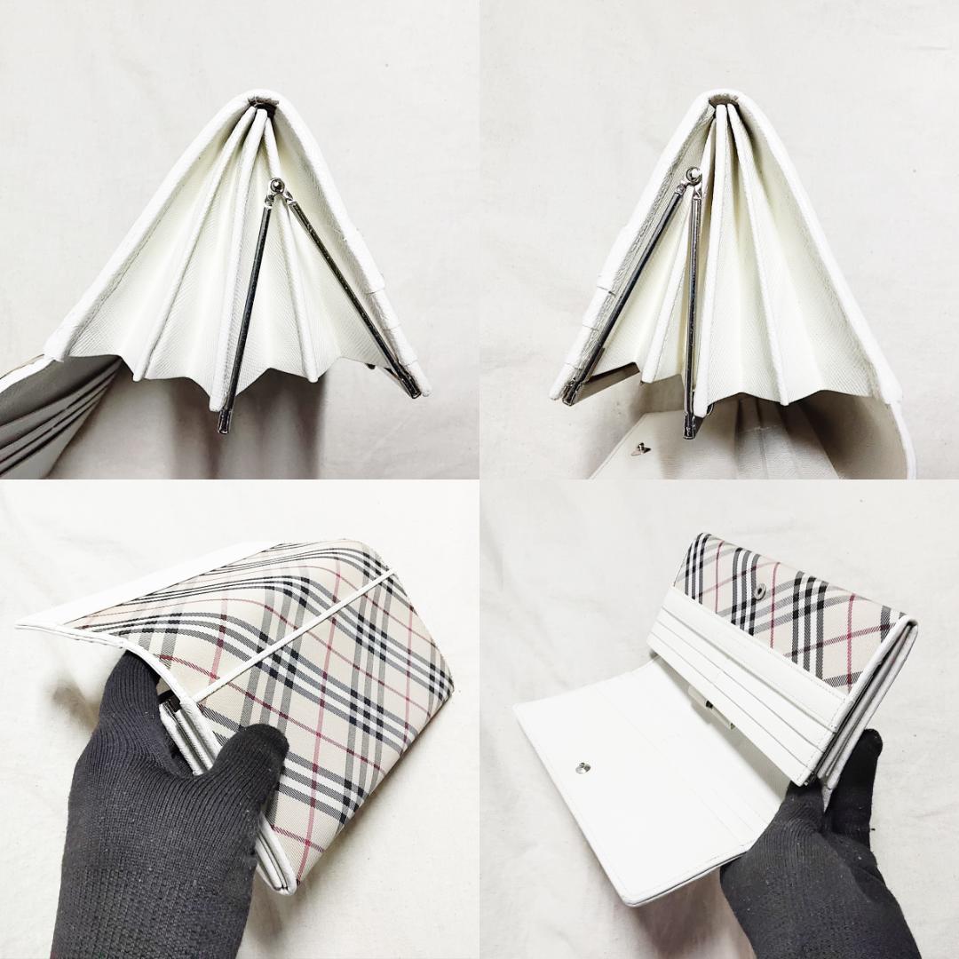 良品 BURBERRY がま口 バーバリー 長財布 ノバチェック キャンバス