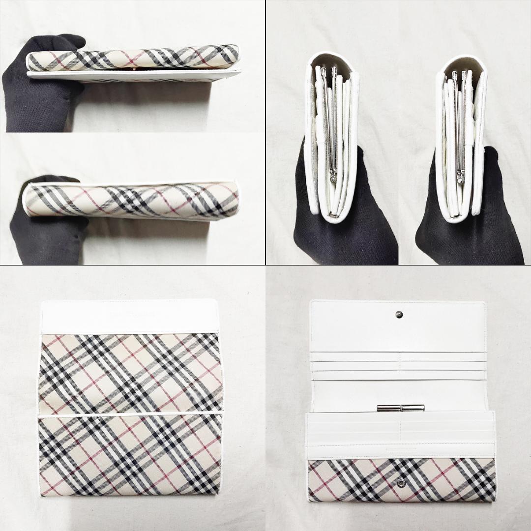 良品 BURBERRY がま口 バーバリー 長財布 ノバチェック キャンバス