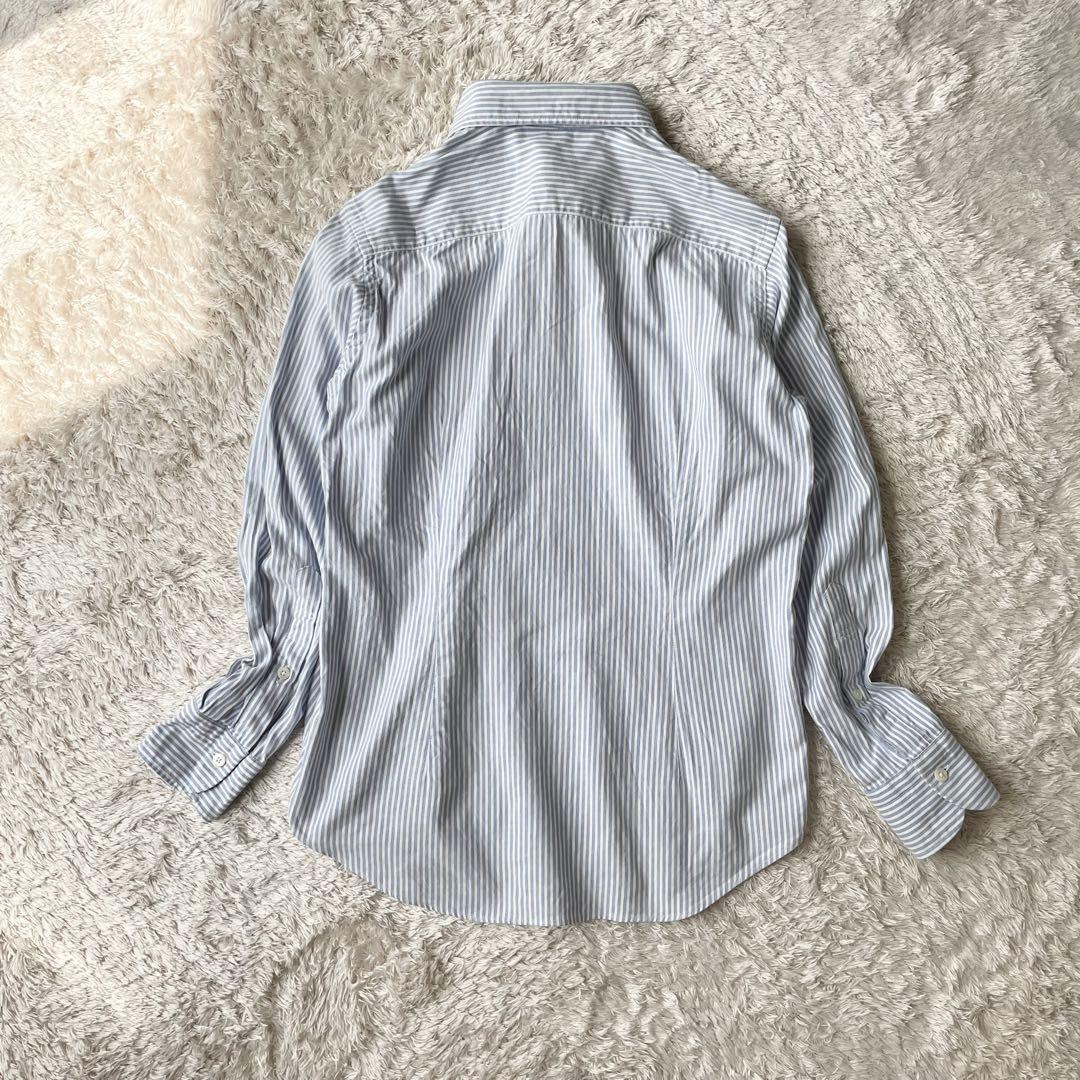 美品✨45R インディゴピンストライプ長袖シャツ コットン 日本製