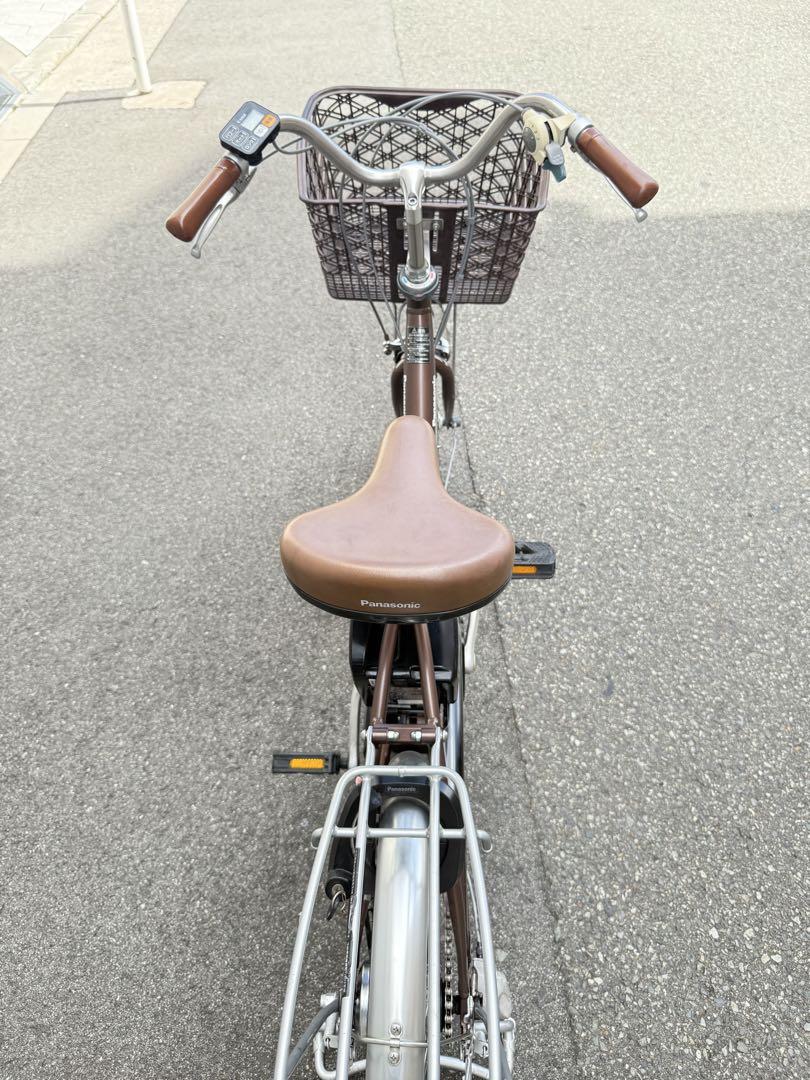 大阪府 Panasonic 電動アシスト自転車 ブラウン 前カゴ付き