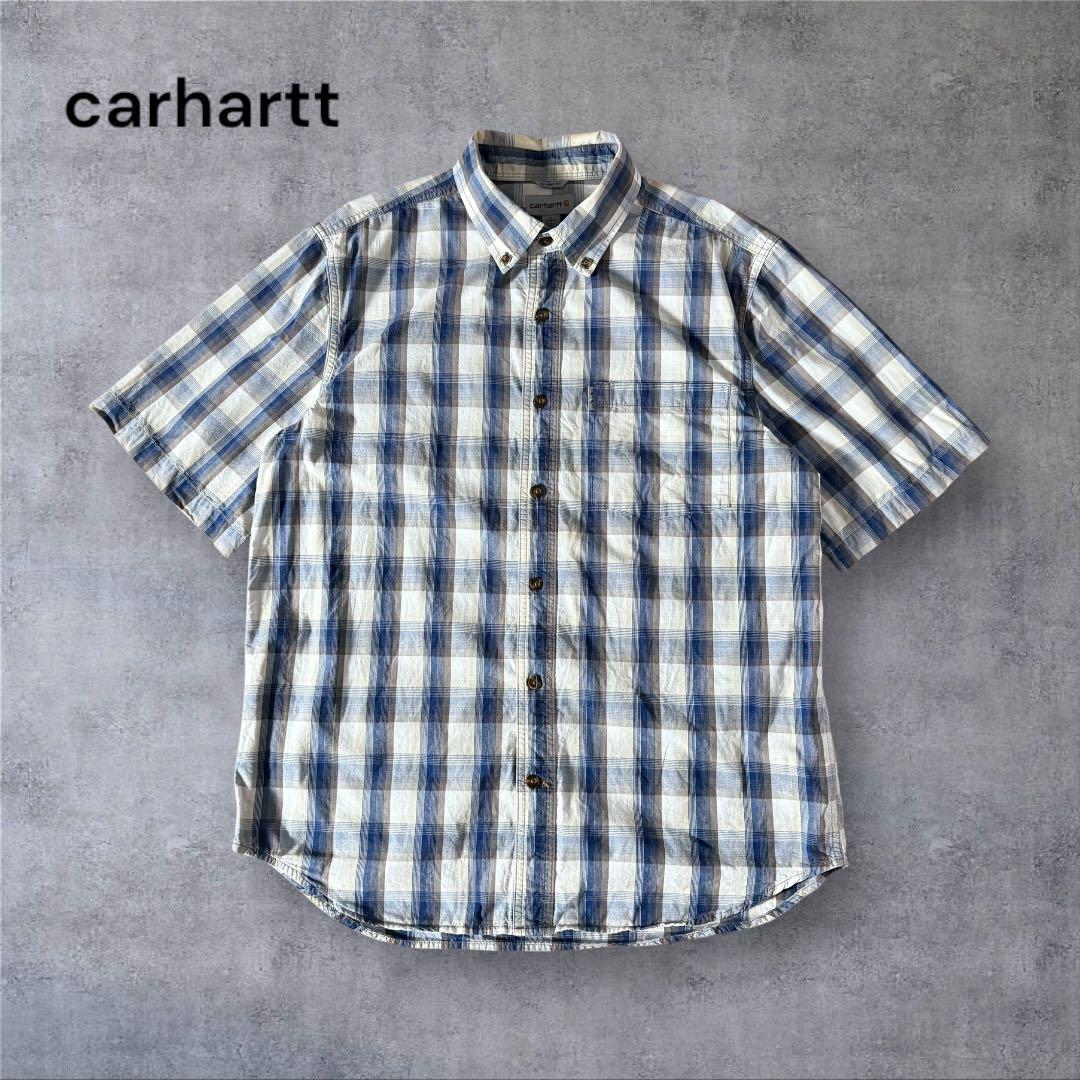 1154】carharttボタンダウンシャツ刺繍口ゴチェック柄マルチカラーY2K