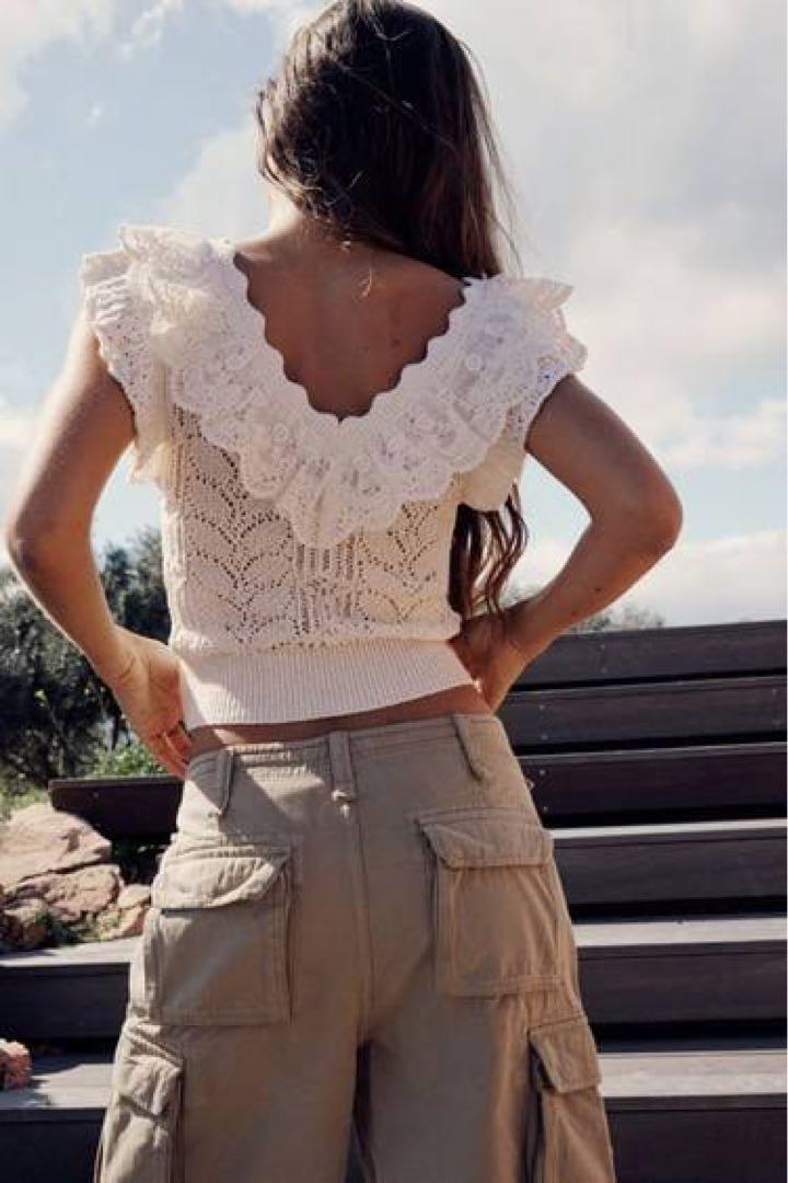 ZARA - ZARA フリルニットベスト 新品未使用の通販 by まゆ's