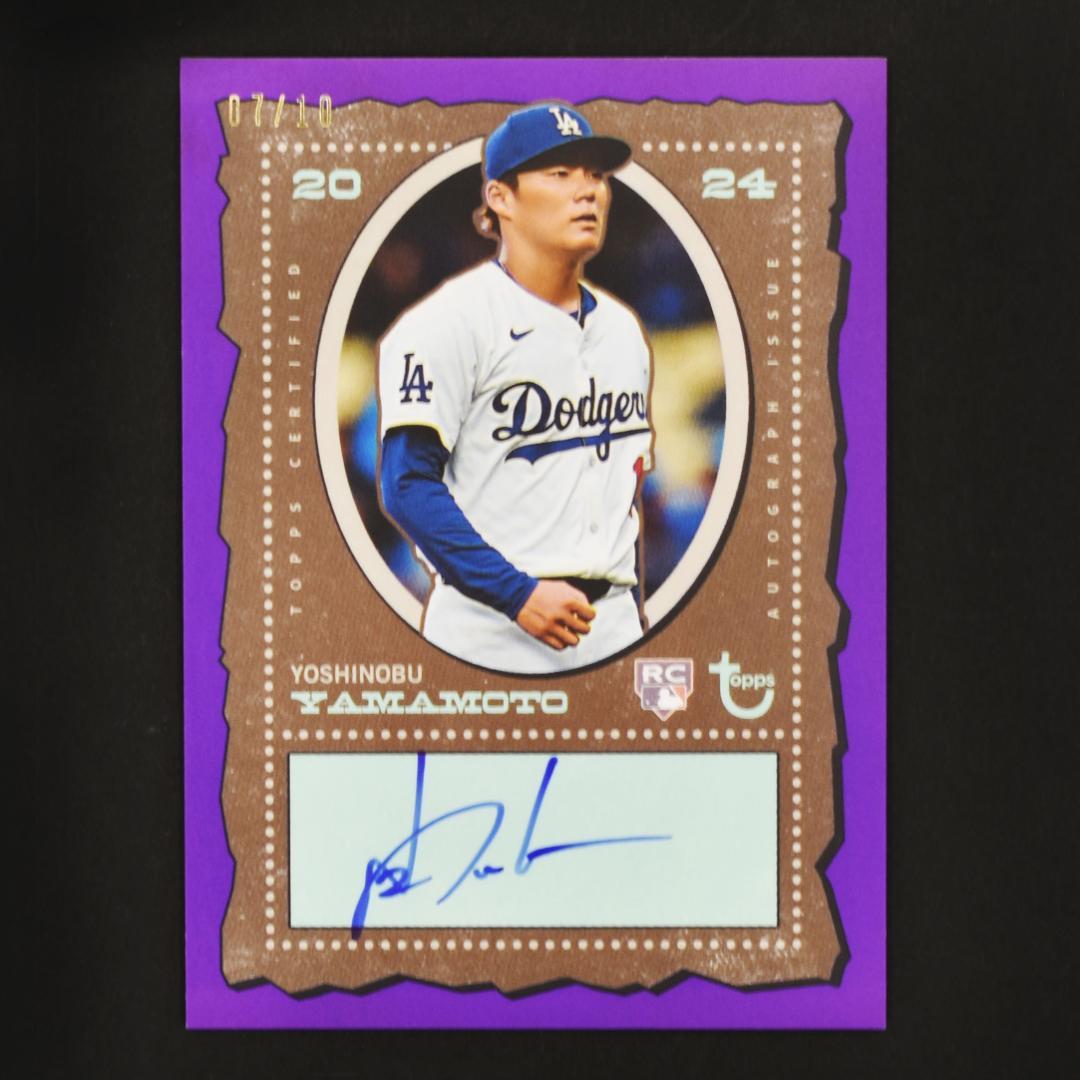 10 山本由伸 直筆サインカード 2025 Topps AC-YY Autoやや傷や汚れあり