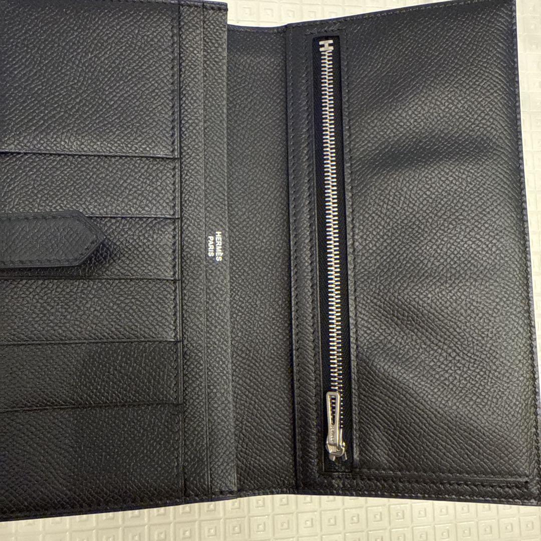 HERMES エルメス べアンスフレ 長財布ブラック シルバー金具 未使用