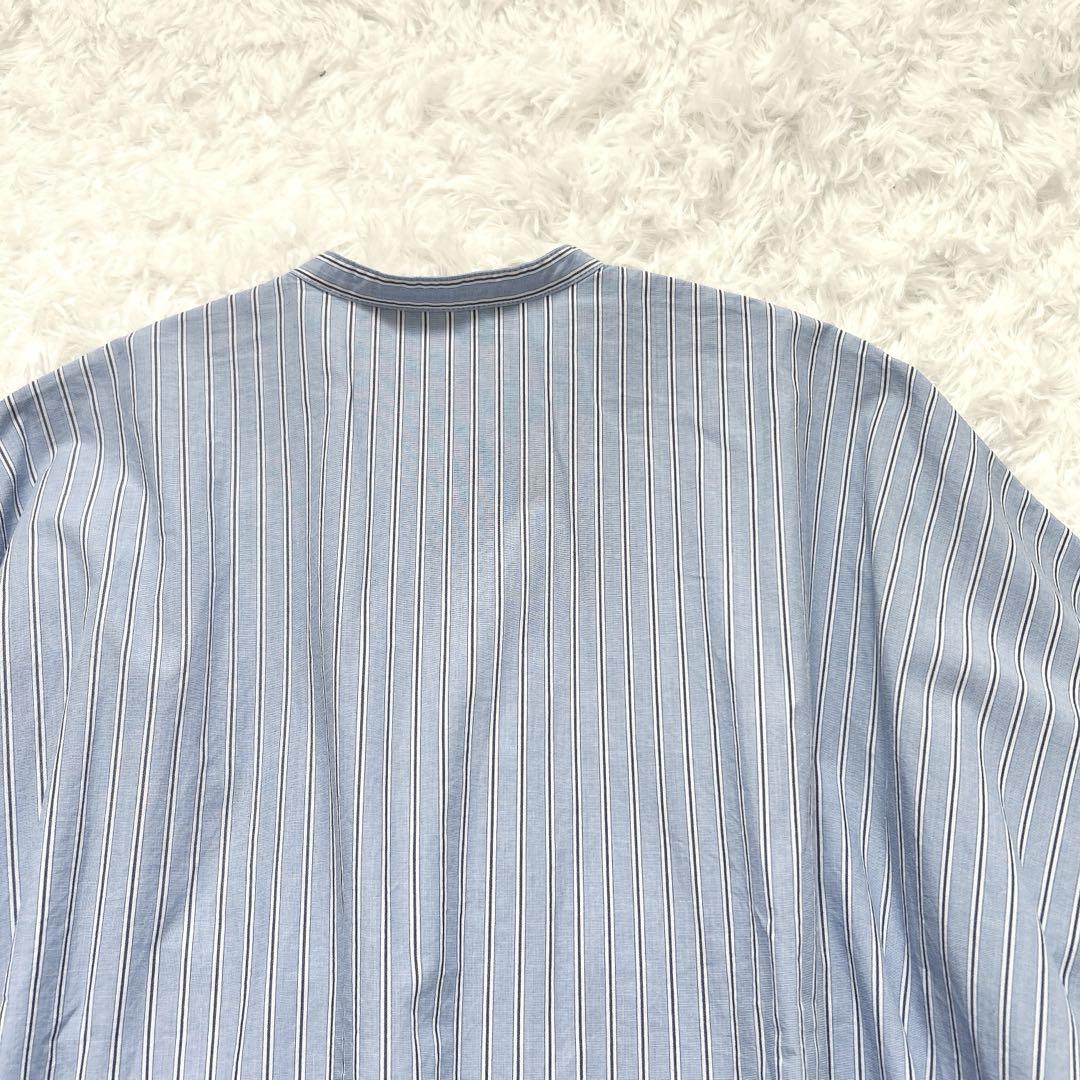 極美品✨ミズイロインド　ピンタックシャツ　ブルー　ストライプ　ドルマンスリーブ 極美品✨ミズイロインド ピンタックシャツ ブルー ストライプ