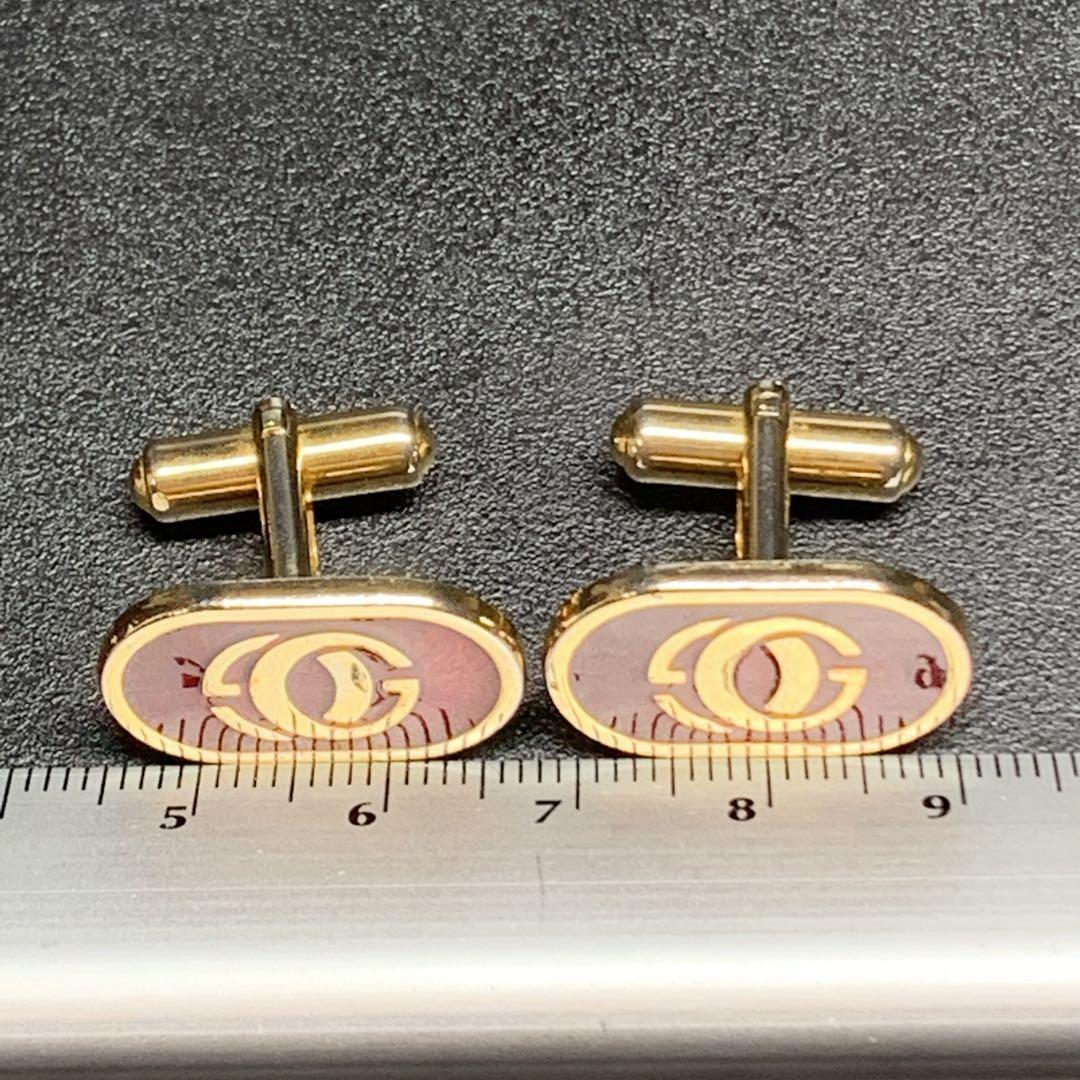 GUCCI オールドグッチ ヴィンテージ GG カフスボタン ゴールド レッド GUCCI オールドグッチ ヴィンテージ GG カフスボタン ゴールド