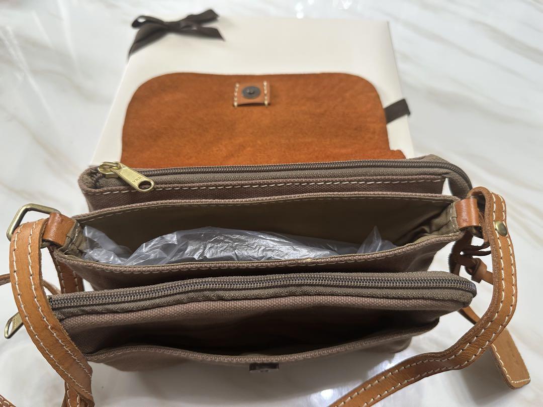 新品★Fes★ショルダーバッグ★レディースバッグ★小さめ★革★オレンジ★薄茶