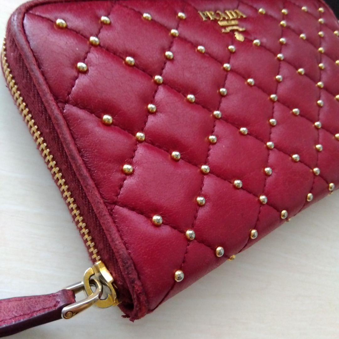 PRADA　キルティング長財布　ボルドー