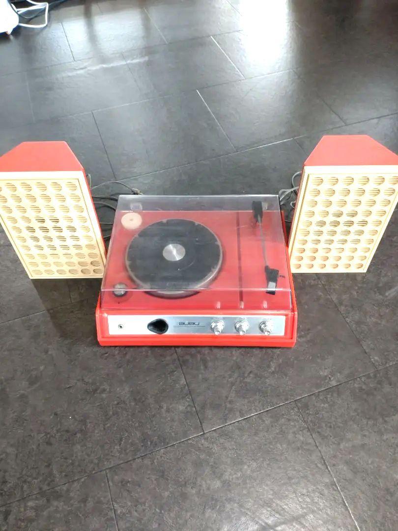 昭和レトロ　レコードプレーヤー　スピーカー✕2個セット　赤色　動作品