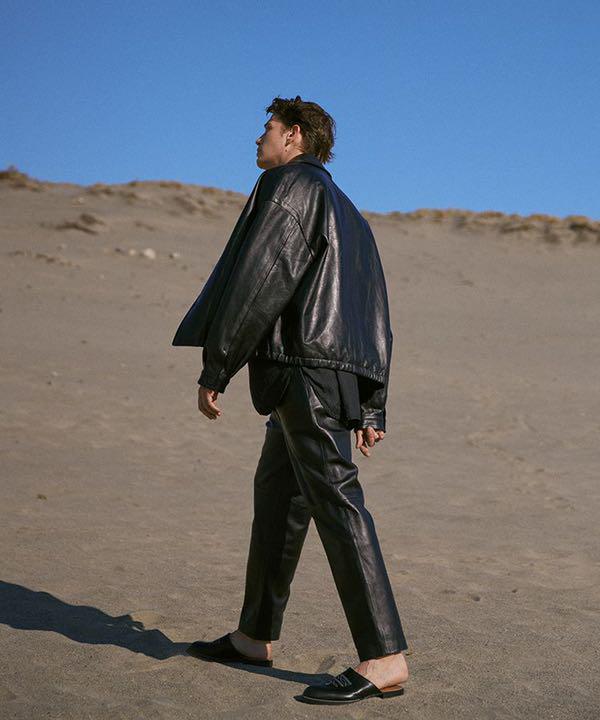 100%新品安い LEATHER STRAIGHT TROUSERS zFfjC-m80730576604 好評特価