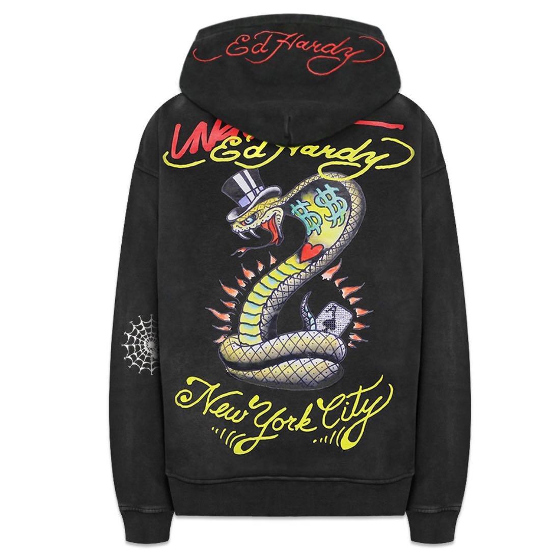 UNKNOWN× Ed Hardyコラボ 刺繍ジップパーカー 