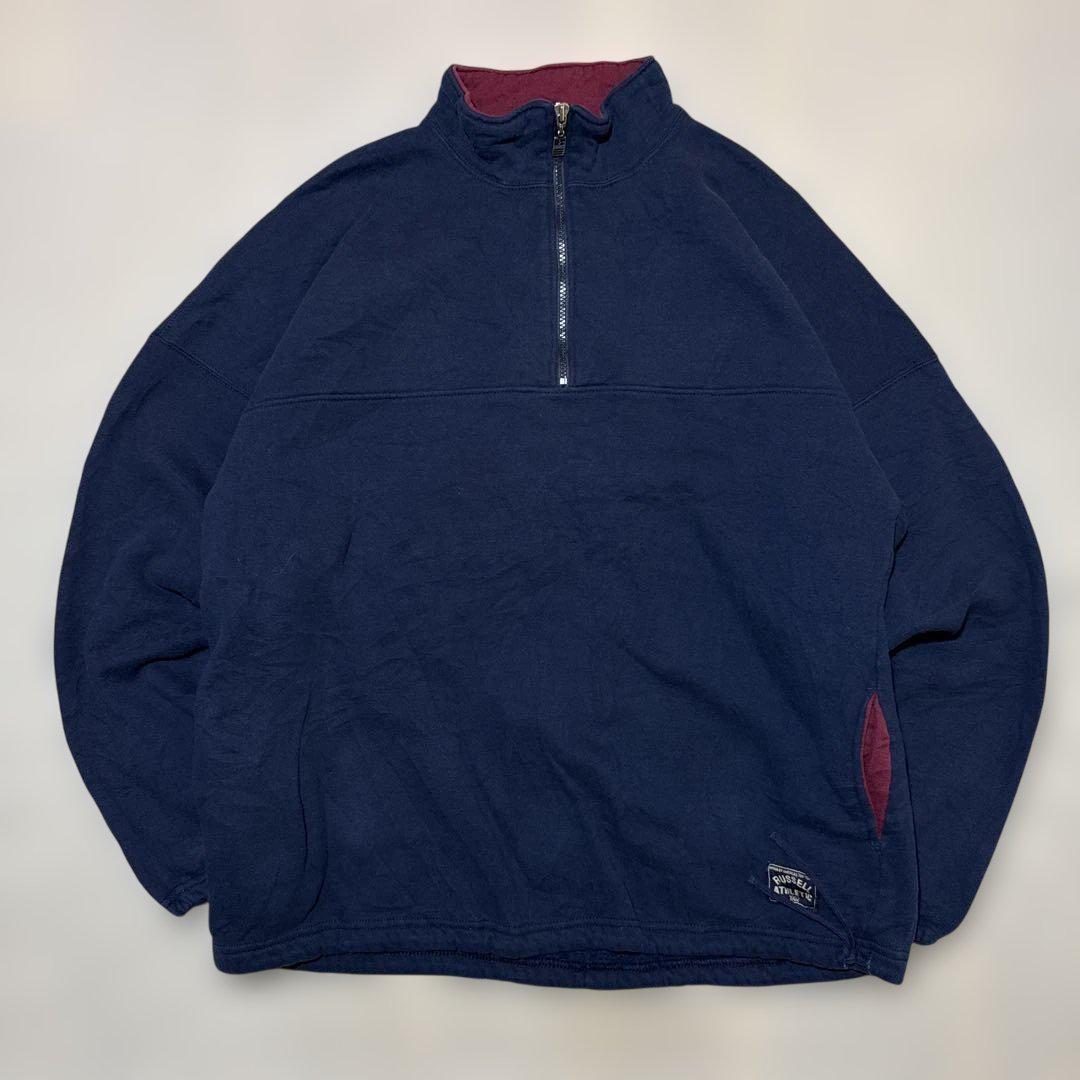 RUSSELL ラッセル USA製 90s ハーフジップスウェット ヴィンテージ 90's】【Made in USA】RUSSELL ハーフジップスウェット XL