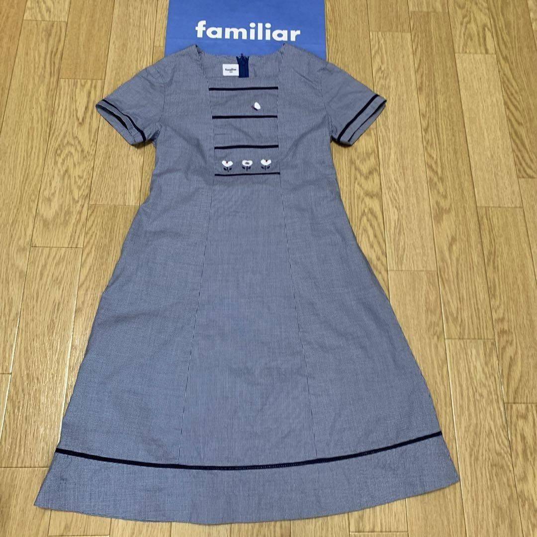 【高価値】 ファミリア＊綿100%半袖ワンピース＊130＊紺色系 メルカリ - ワンピース