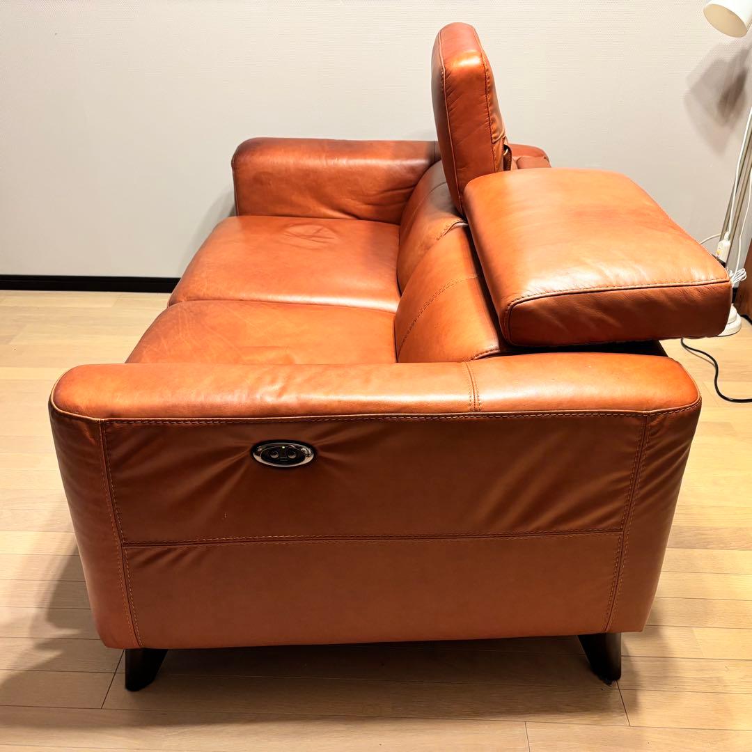 ブラウンレザー リクライニングソファ 2人掛け ブラウンレザー リクライニングソファ 2人掛け