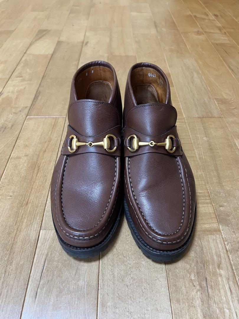 GUCCIグッチ メンズホースビットアンクルブーツ 6D(25cm相当)ブラウン