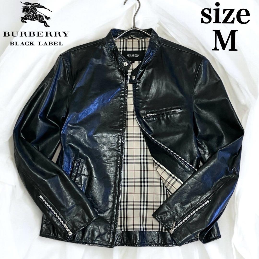 【美品】バーバリーブラックレーベル レザージャケット Ｍサイズ BURBERRY BURBERRY BLACK LABEL バーバリーブラック