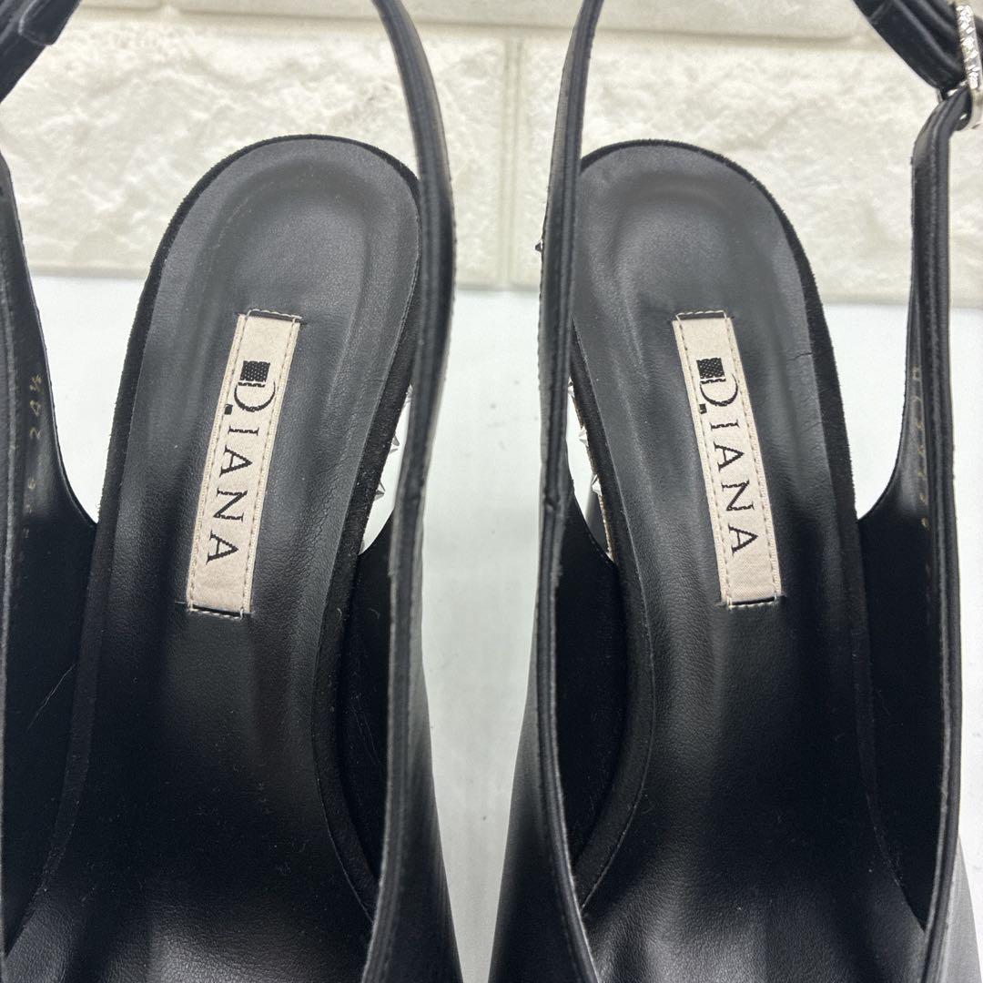❤︎美品❤︎ダイアナ ポインテッドトゥ バックストラップ 24.5 スタッズ 黒