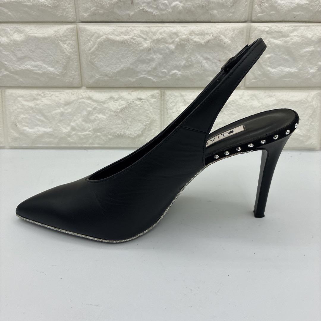 ❤︎美品❤︎ダイアナ ポインテッドトゥ バックストラップ 24.5 スタッズ 黒