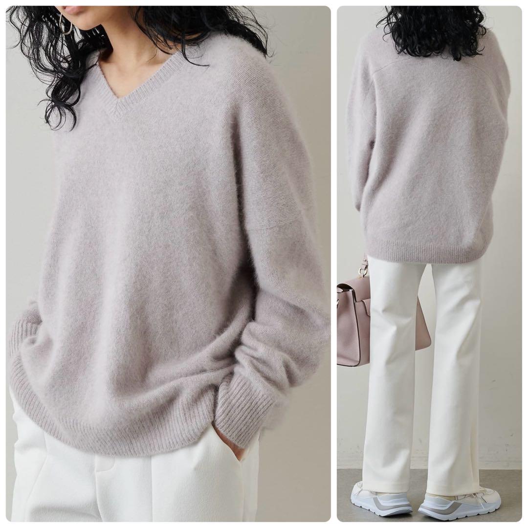 いま人気のアイテム ゆか様☆美品＊ウィムガゼット ファーVネックプルオーバー 定価 トップス