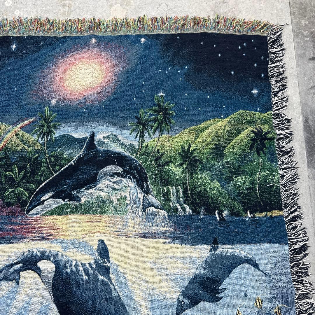 マリーンアート　海　鯱　海豚　マルチカバー　ソファーカバー　ラグ　180x132 マリーンアート 海 鯱 海豚 マルチカバー ソファーカバー ラグ