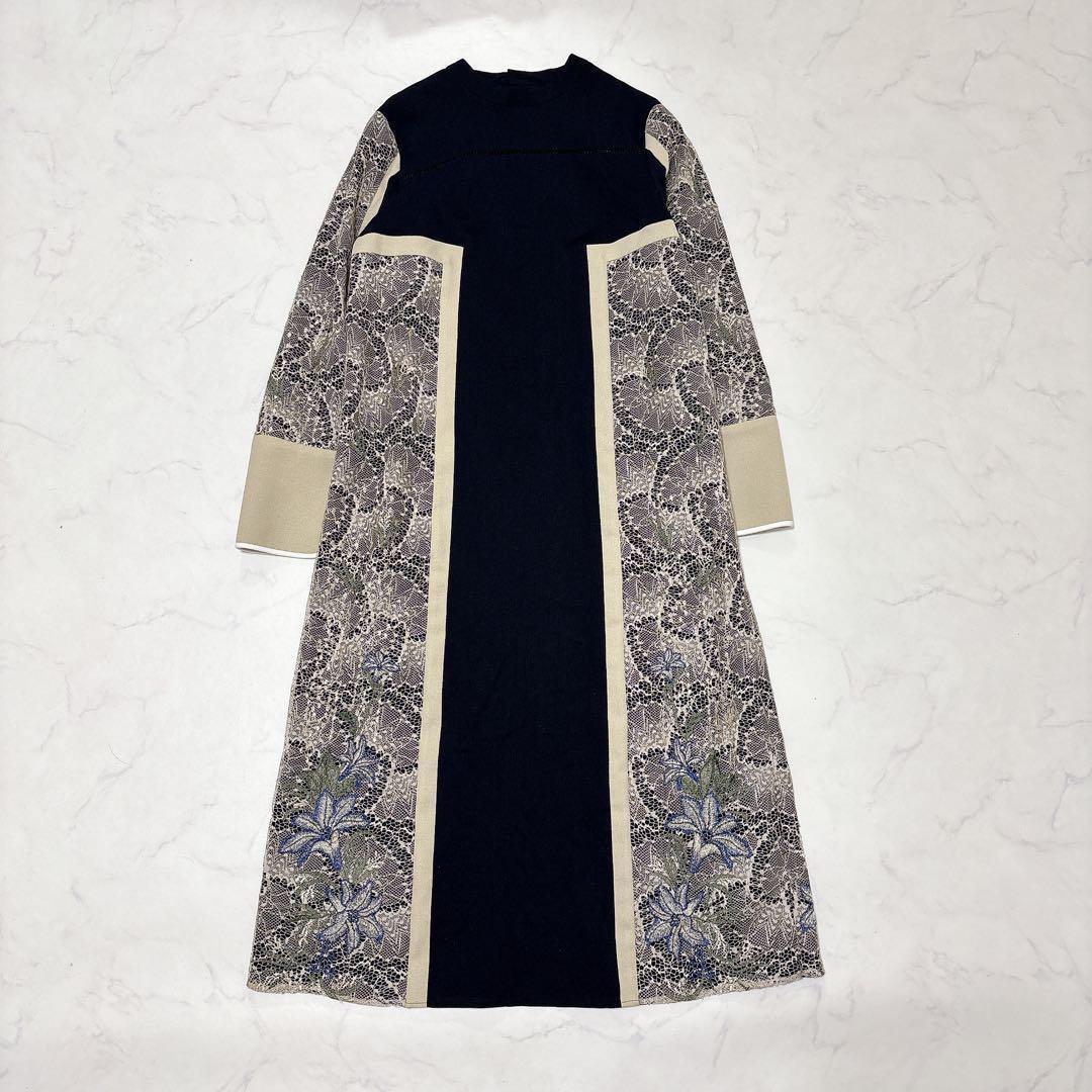 united tokyo プレストフラワーエンブロイダリーワンピース 刺繍