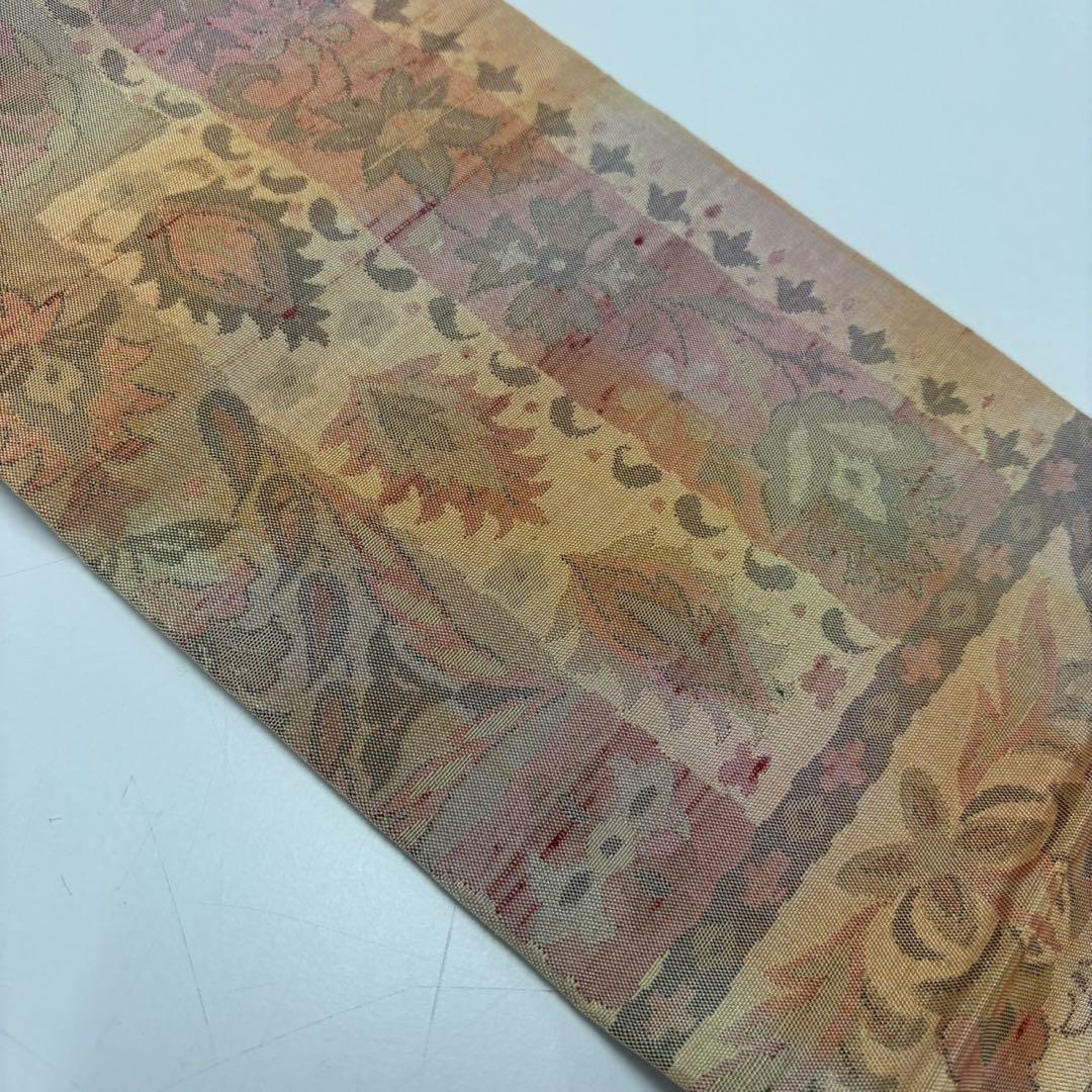 【本物新品保証】 名古屋帯 鳳凰やお華 カラフルな暈し 素敵な色味 正絹 T-3051 着物・浴衣