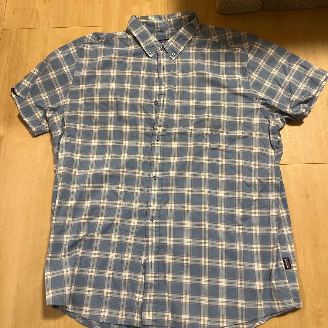 patagonia 半袖シャツ XXL 青系チェックXL LL patagonia